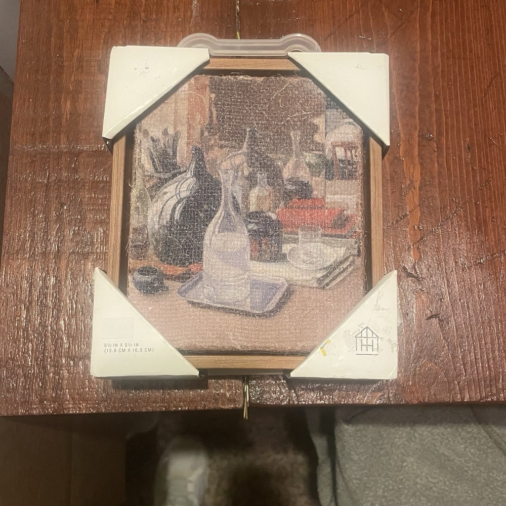 Hearth & Hand with Magnolia 6.5x5.5 Vertical Still Life Bottle Framed Burlap Art